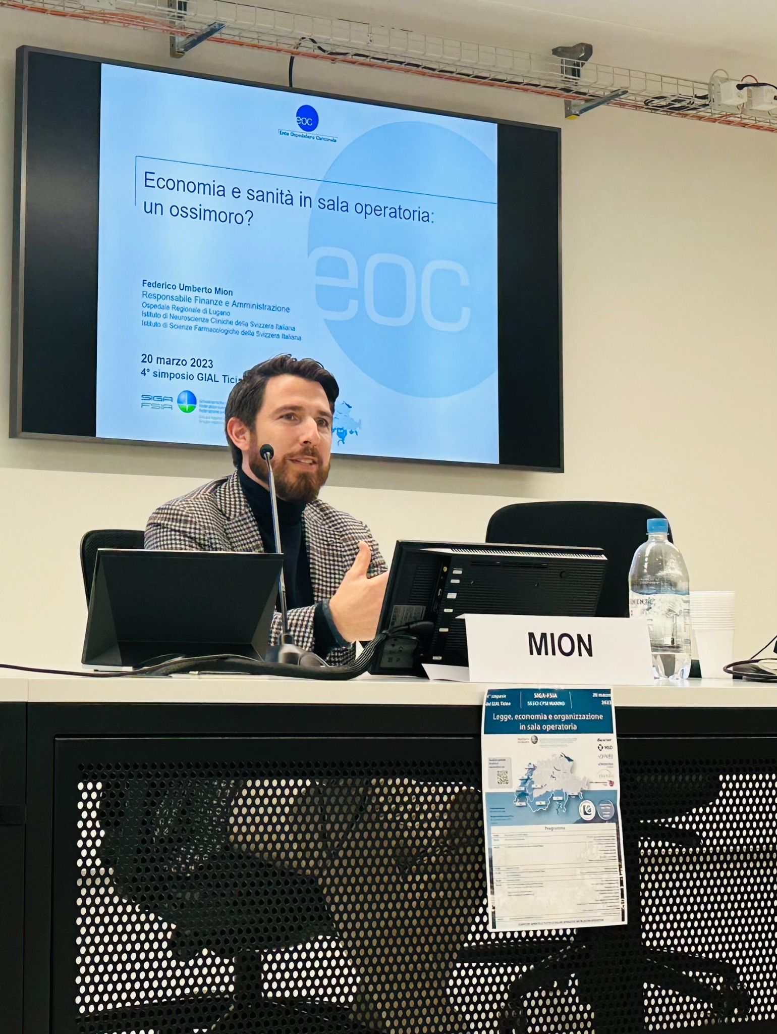 Federico Umberto Mion speaking about economics and healthcare in the operating room